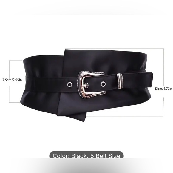 Handcuffed waistband elas satin wide decorative dress with skirt main image 4
